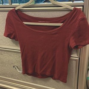 Wine red crop tee American eagle size Xs